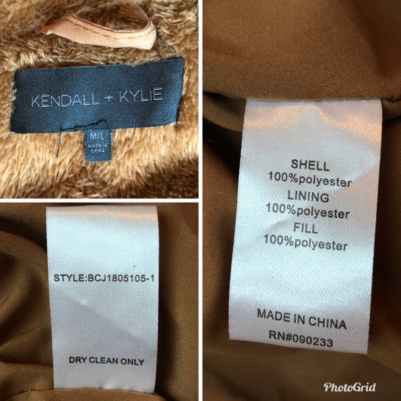 Kendall & Kylie Brown Teddy Puffer Jacket, size M/L - Picture 8 of 8